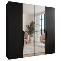 DREHTÜRENSCHRANK 202/200/52 4-türig - Schwarz, Holz/Metall (200/202/52cm) - Abiks Möbel