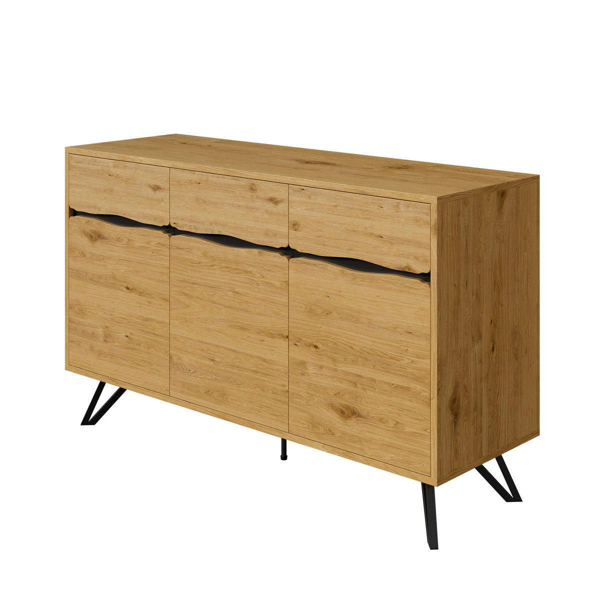 SIDEBOARD Natur 140/40/75,5 cm - Schwarz, Holzwerkstoff (140/75.5/40cm) - PANGIVO