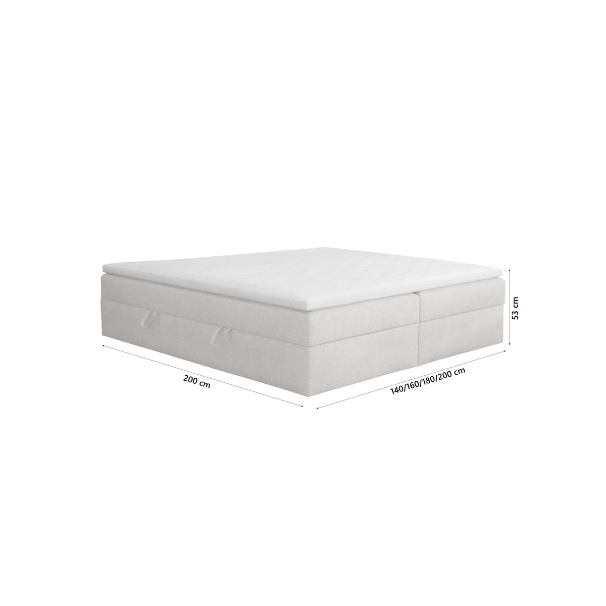 BOXSPRINGBETT Huush 200x200 cm, Hellgrau - Hellgrau, Textil (200/200cm) - Fedve