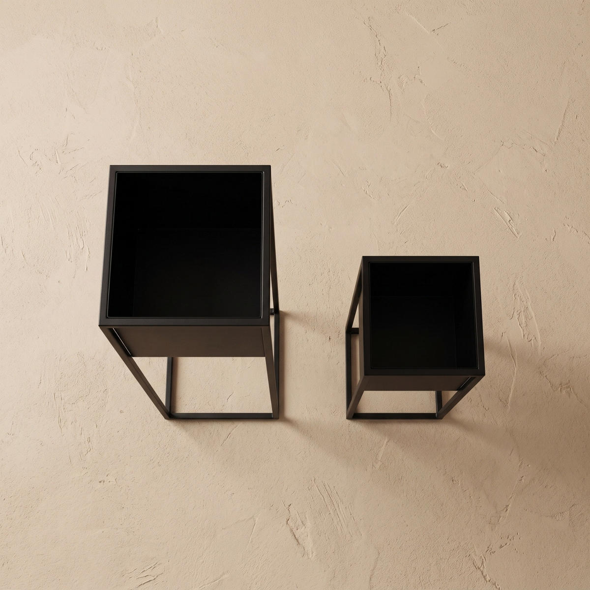 BLUMENTISCH 2er-Set quadratisch Schwarz - Schwarz, Metall (20/60/20cm) - EDENIA