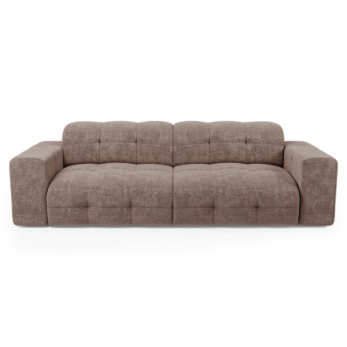 SCHLAFSOFA GERADE geprägter Samt taupe 230cm - Taupe, Textil (230/85/92cm) - Sia Home
