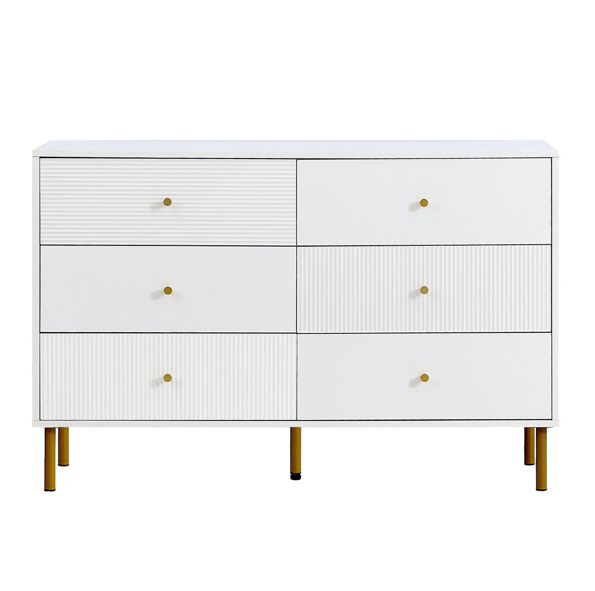 KOMMODE 120/40/78 cm aus MDF mit 6 Schubladen Weiß - Weiß, Holzwerkstoff (120/78/40cm) - Modenvie