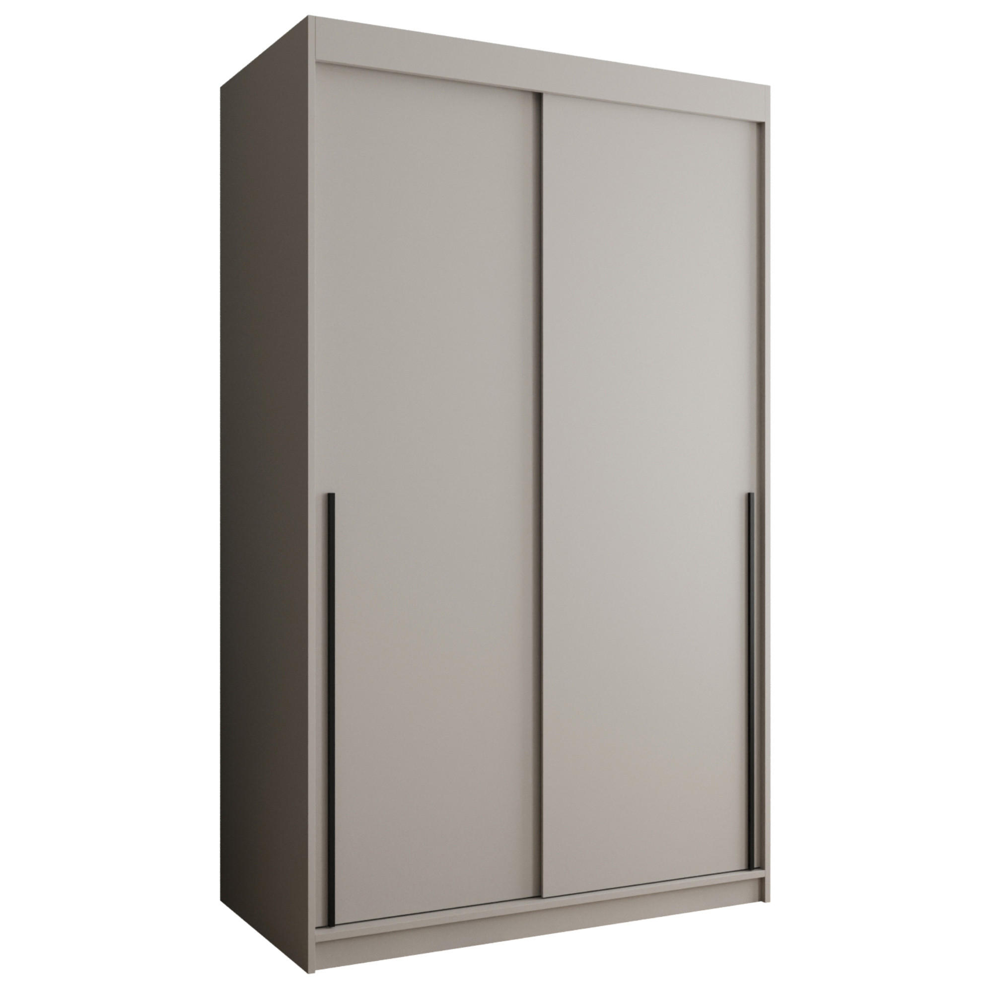 SCHIEBETÜRENSCHRANK 120 cm Breite Kaschmir mit schwarzem Griff - Kaschmir/Schwarz, Holzwerkstoff (120/200/62cm) - Home Collective