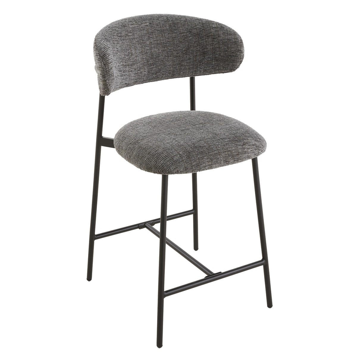 2ER-SET Hocker aus meliertem Stoff mit Metallbeinen Draco 52/53/94 cm - Grau, Holzwerkstoff (53/94/55cm) - Calicosy