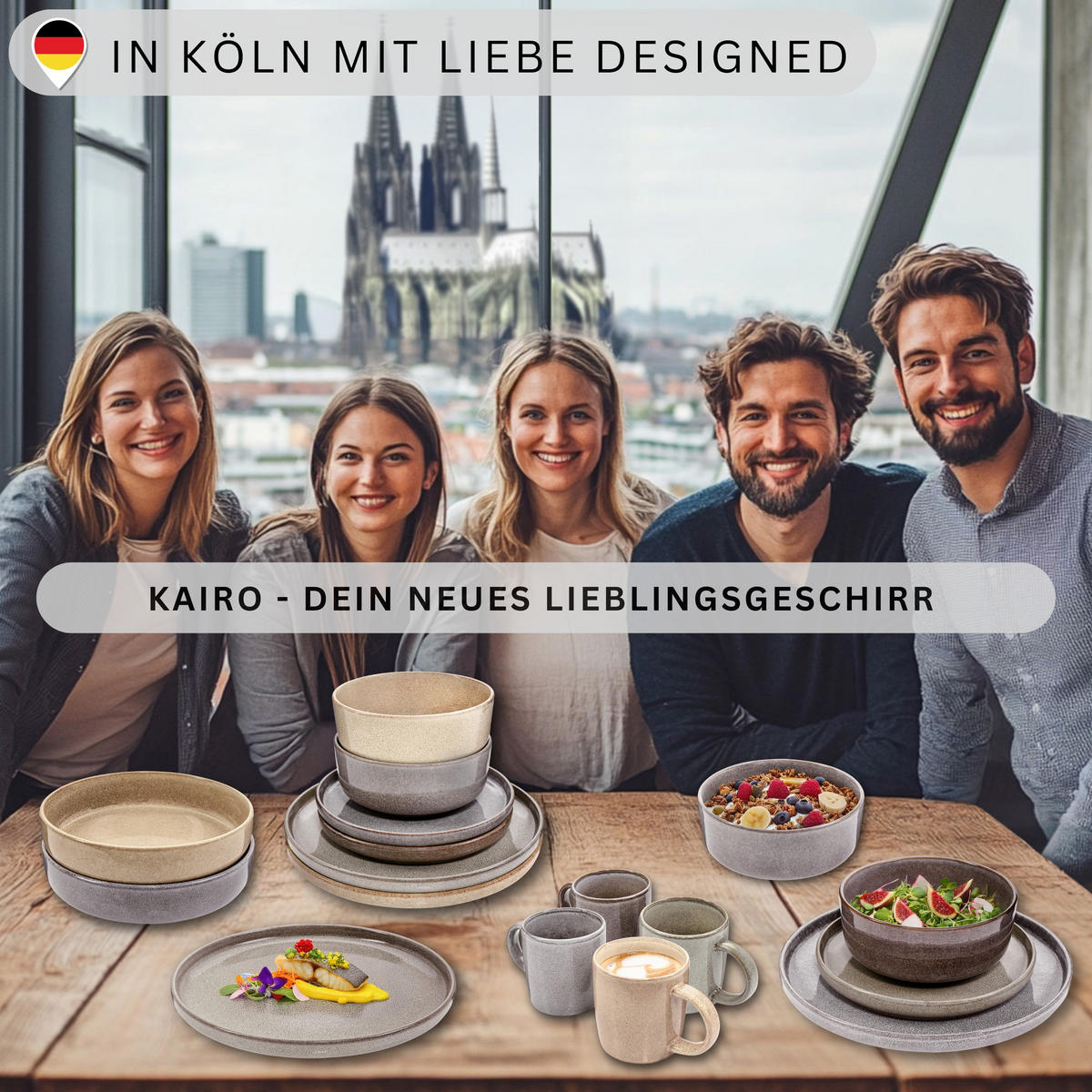 KAFFEEBECHER SET KAIRO - 4 teilig aus Steingut - Multicolor, Keramik (0.4L) - Sänger