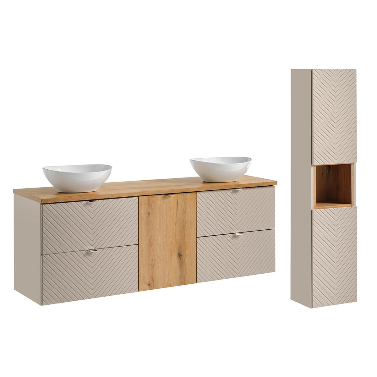 BADMÖBEL 160.4cm Manoa 2er-Set Kaschmir - Beige, Holzwerkstoff (160.4/59/40cm) - Petits-meubles