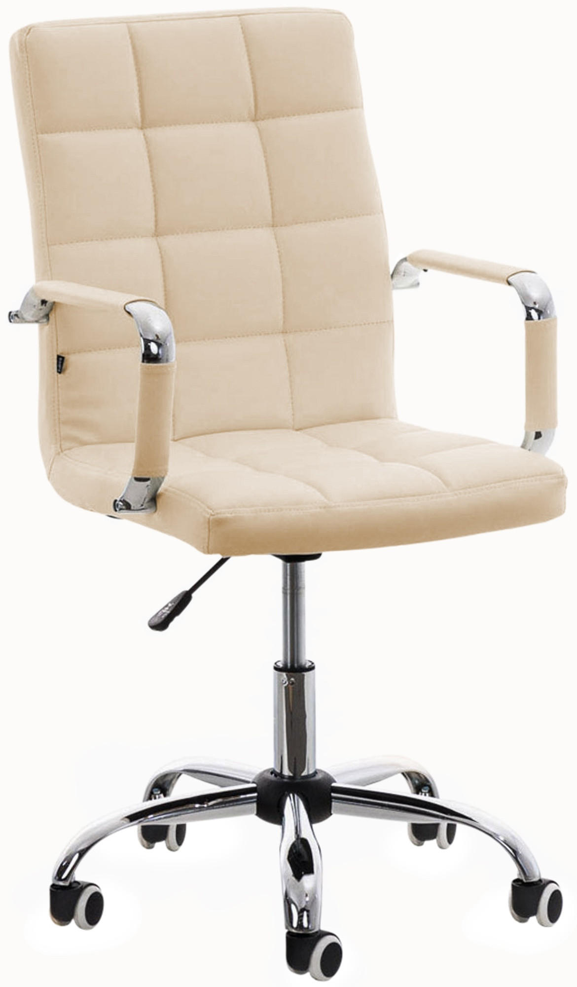 DREHSTUHL Lederlook creme - Chromfarben/Creme, Textil/Metall (54/92/59cm) - CLP
