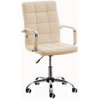 DREHSTUHL Lederlook creme - Chromfarben/Creme, Textil/Metall (54/92/59cm) - CLP