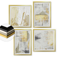 WANDBILDER 4er Set - 50x50 cm & 40x60 cm Goldrahmen - Abstrakte minimalistische Muster - Goldfarben, Kunststoff (50/50cm) - ArtPrintCave