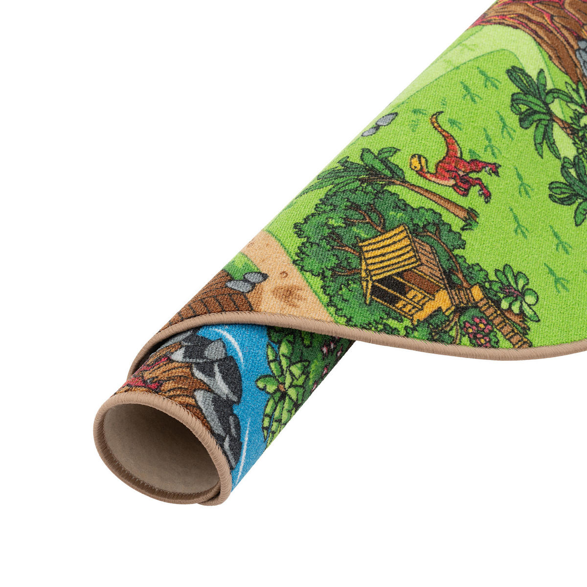 KINDER SPIEL STRASSEN TEPPICH DINO WELT RUND - Grün, Textil (200/200cm) - Snapstyle