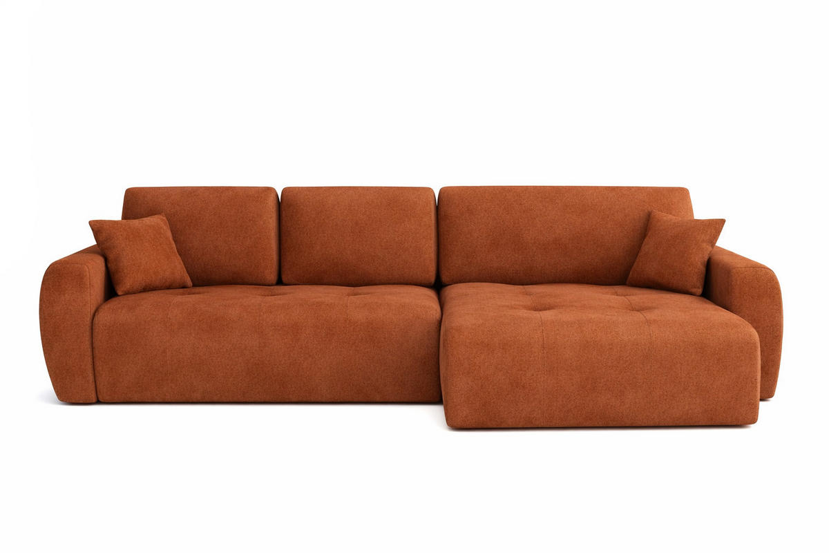 ECKSOFA Mit Schlaffunktion Und Bettkasten L-Form Ivo L, Veloursstoff Salvador, Braun, Rechts - Braun, Holz (250/142cm) - Kaiser Möbel