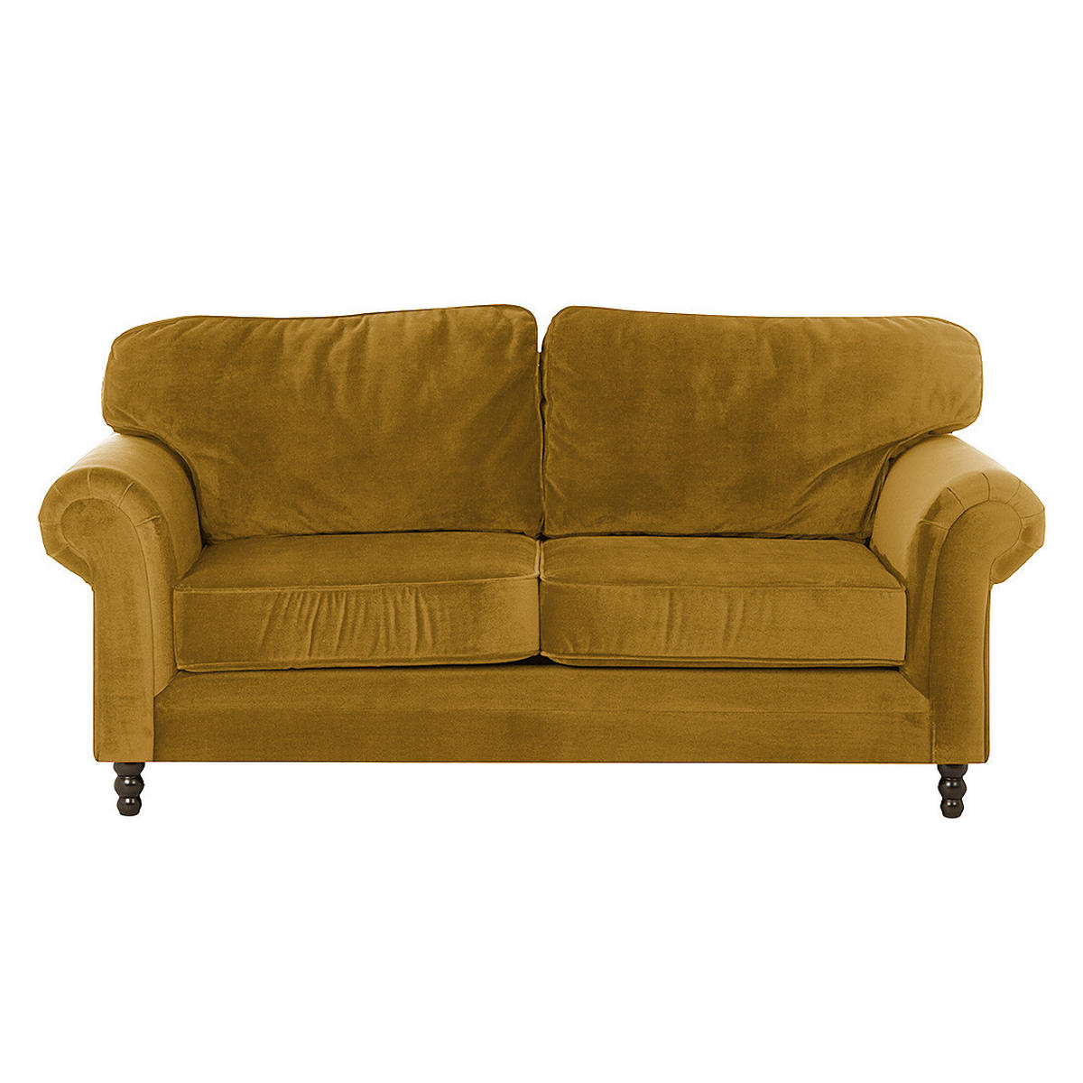 3-SITZER SOFA - Samt - Gelb, Textil (202/93/100cm) - home24