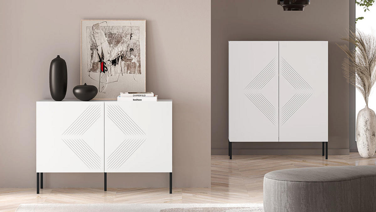 KOMMODE – 114 cm – Clearing – Weiß – KM-0861 - Weiß, Holzwerkstoff (114/77/37cm) - hi-markt
