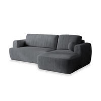 ECKSOFA SENTI P R-S Grau Kordstoff mit Schlaffunktion - Grau, Holz (246/148cm) - MASSENO