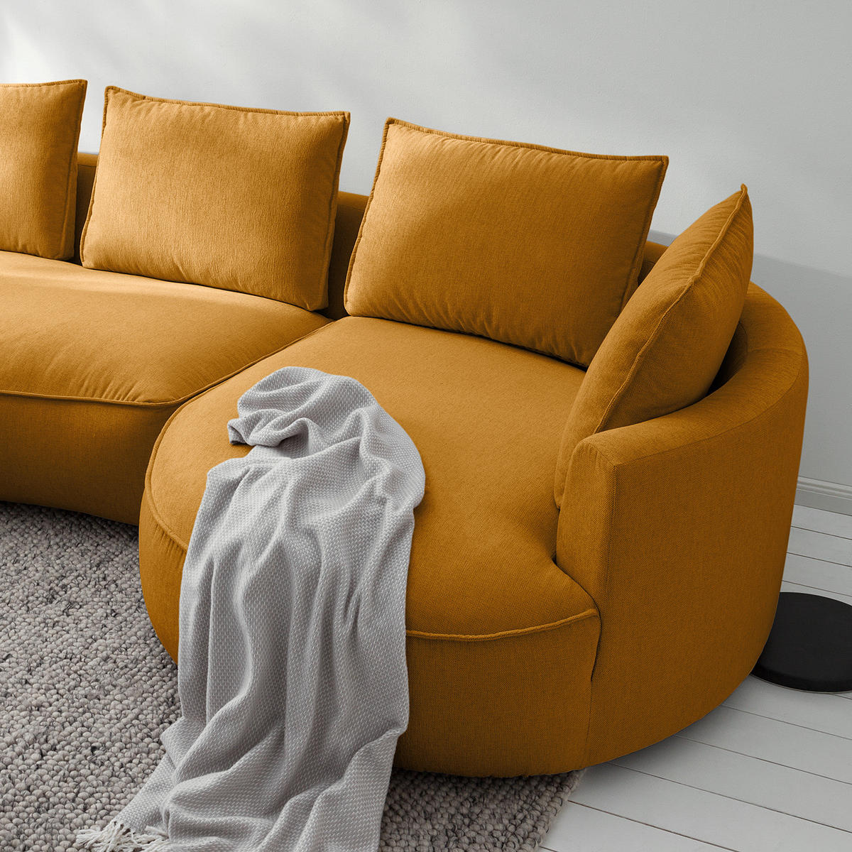 BIGSOFA - Gelb/Braun, Kunststoff/Textil (322/82/154cm) - home24