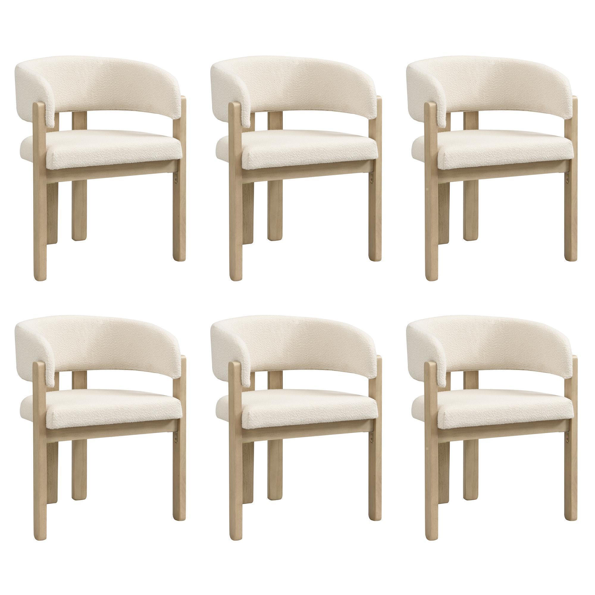 ARMLEHNSTUHL 6 Stück boucle, Naturfarbe - Naturfarben, Holz/Textil (51/80/60cm) - KOMHTOM