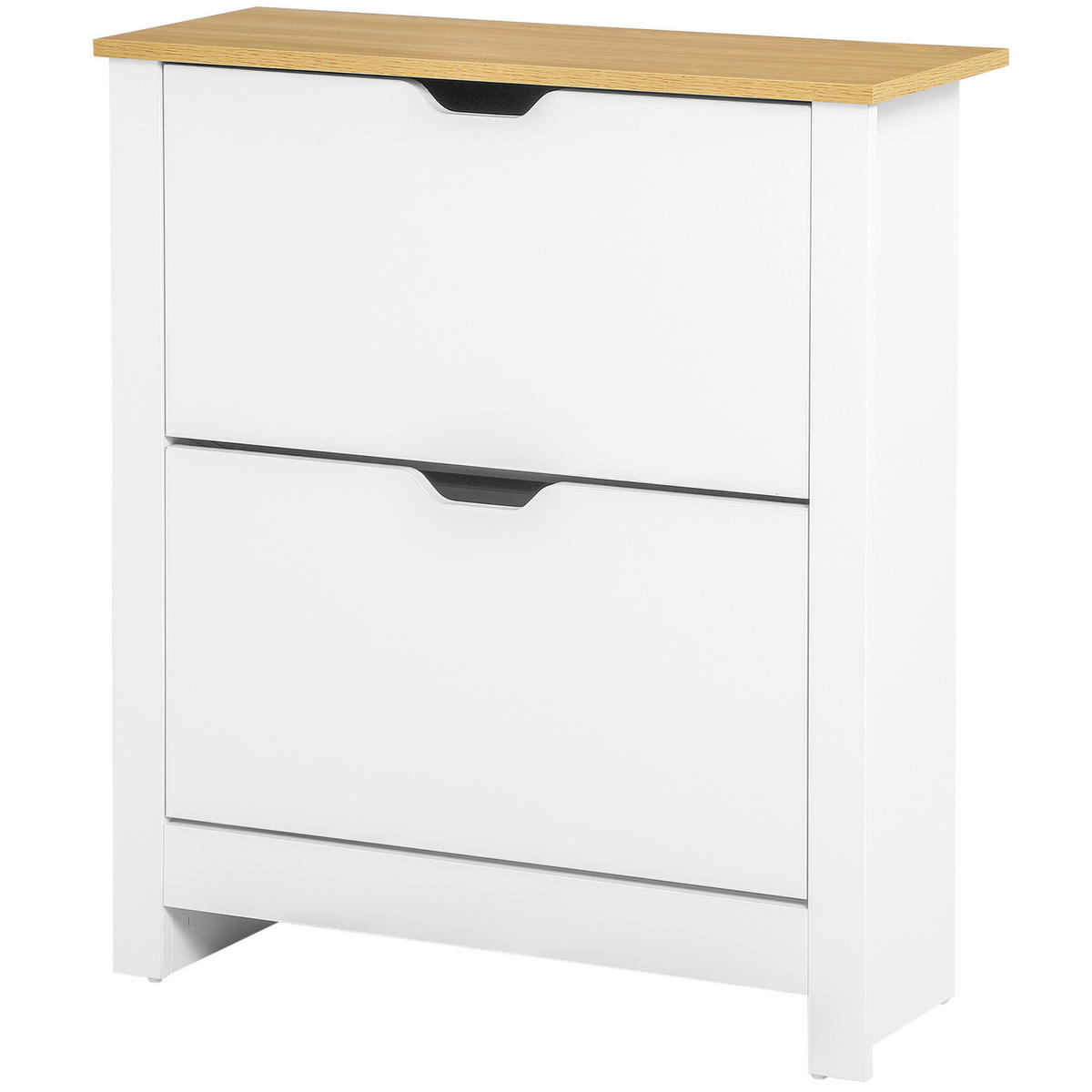 SCHUHSCHRANK DE-09670 2 Fächer für 12 Paar Schuhe Weiß + Braun - Weiß, Holzwerkstoff (72/80/26cm) - ComfortXL