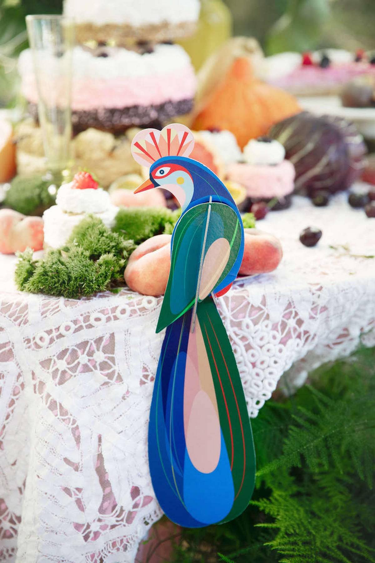 WANDDEKO Pfauenstolz 16/7 cm - Blau/Grün, Wellpappe (16/7/39cm) - KUNSTLOFT