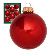 CHRISTBAUMKUGELN Uni-Design Candy Rot 7cm (Glas / 8 Stk.) - Rot, Glas (7/7/7cm) - Krebs Glas Lauscha
