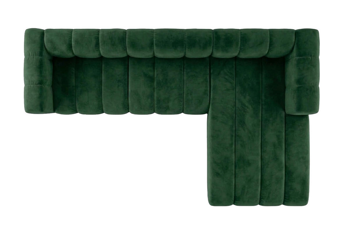 ECKSOFA Modulares In L-Form, Velvet-Stoff Riviera, Grün, Rechts, GRAND 318 cm - Grün, Holz (318/179cm) - Kaiser Möbel