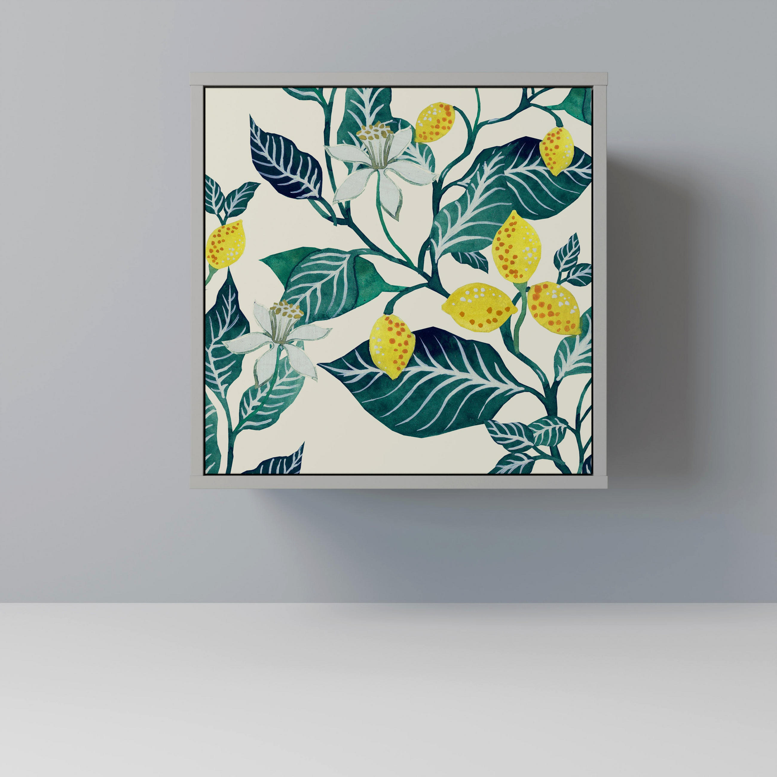 SIDEBOARD LEMON TREE, Grau, 57,5x42x57,5 cm, Ohne Füße - Multicolor/Grau, Holzwerkstoff (57.5/57.5/42cm) - SpaceRebels