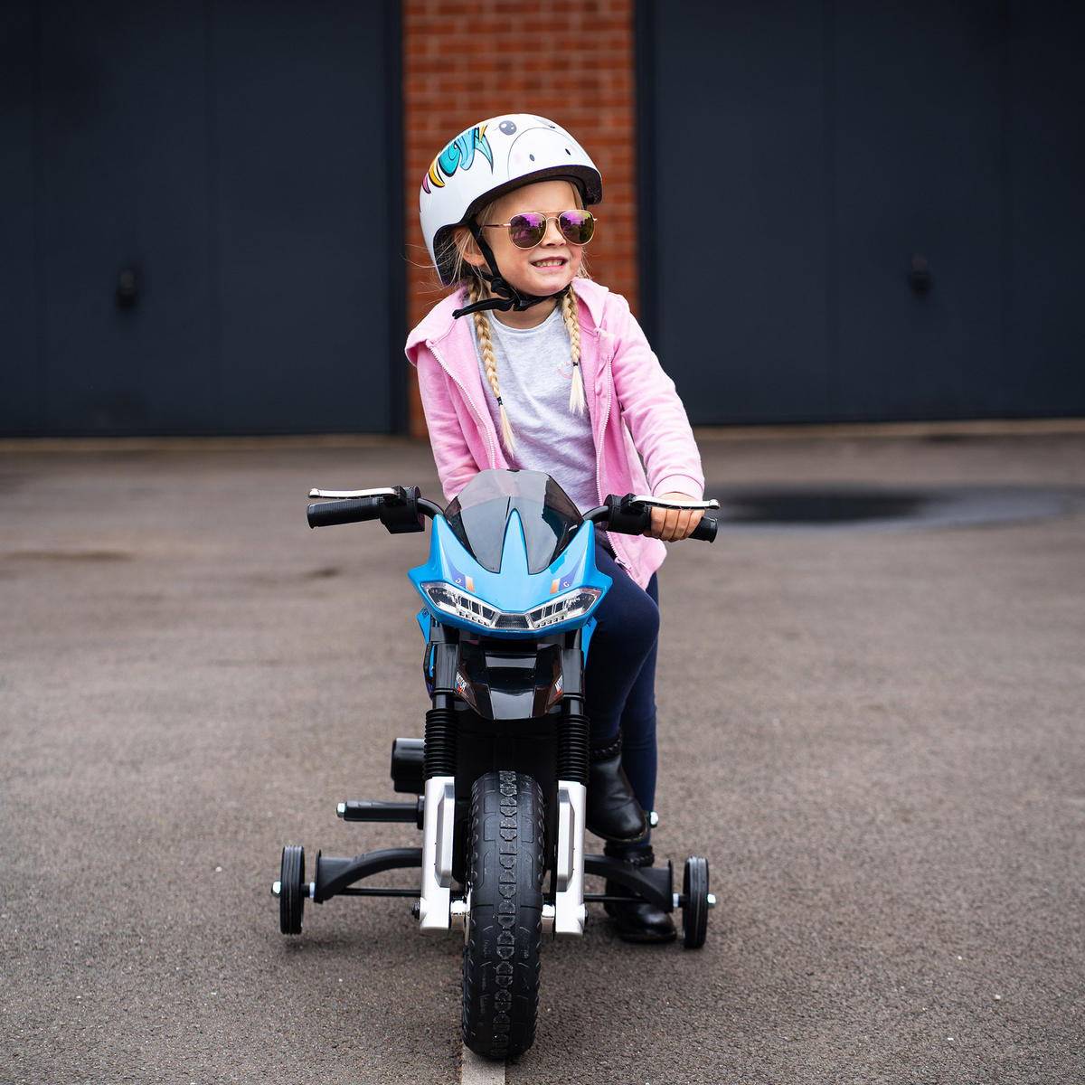 ELEKTRO-MOTORRAD DE-12990 mit Stützrädern Blau - Blau, Kunststoff (105/52/62cm) - ComfortXL