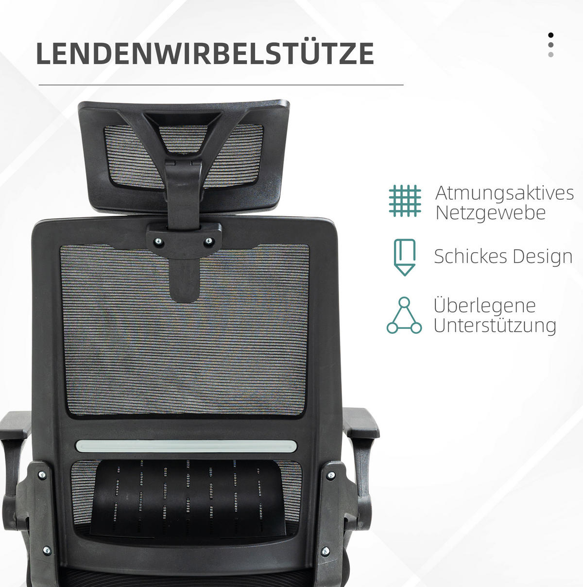 GAMINGSTUHL 58/102-119/61 cm Schwarz aus Mesh mit Kopf- und Lendenstütze - Schwarz, Textil (61/119/58cm) - OKMYHOME