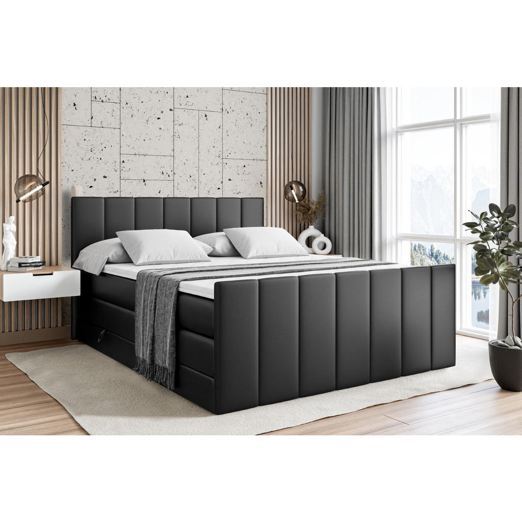 Thumbnail - Altdecor Boxspringbett, Schwarz Hochglanz, Holzwerkstoff, Höhe ca. 20 cm, 200x200 cm, Schlafzimmer, Betten, Boxspringbet...