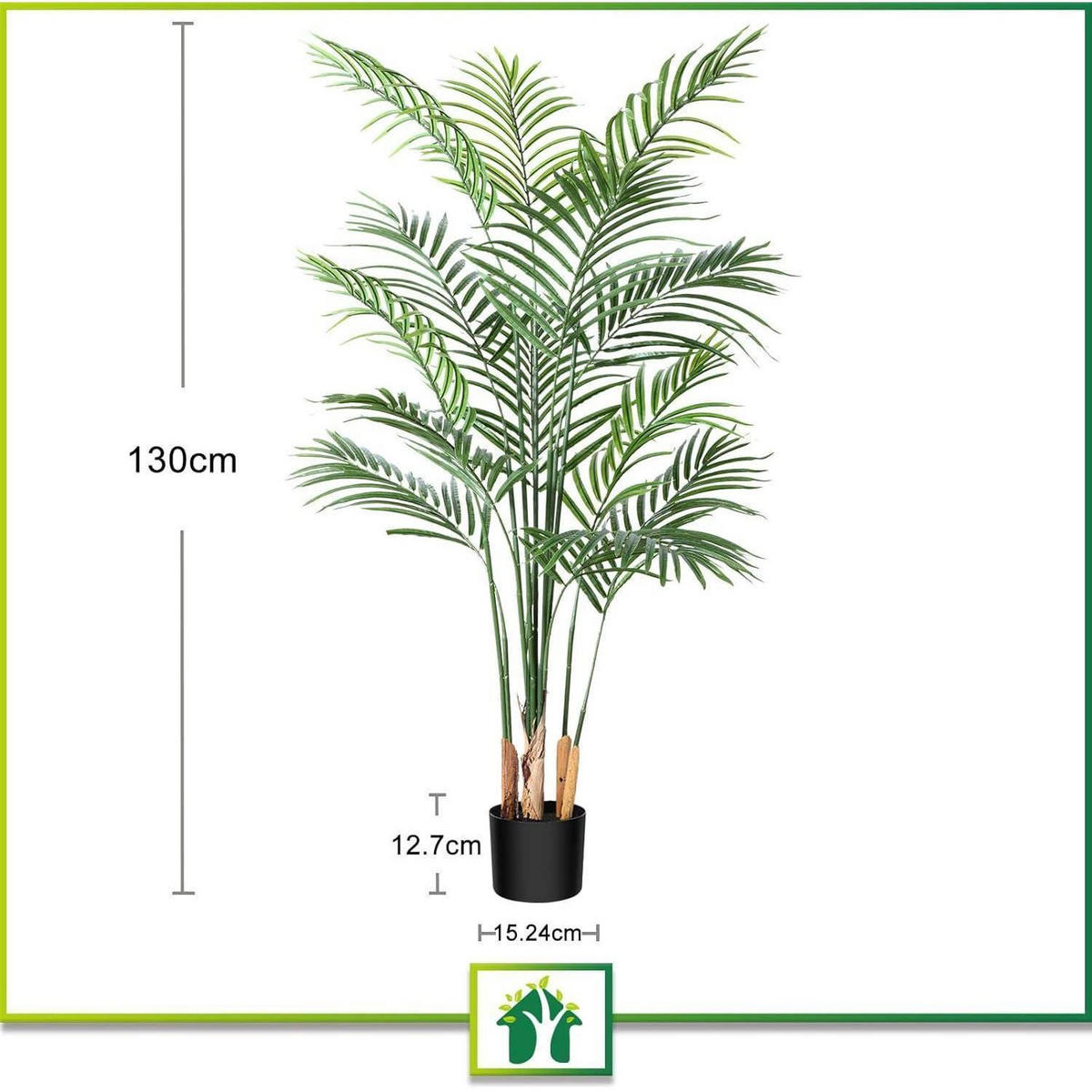 KUNSTPFLANZE Palme 130 cm mit Topf - Grün, Kunststoff (97cm)