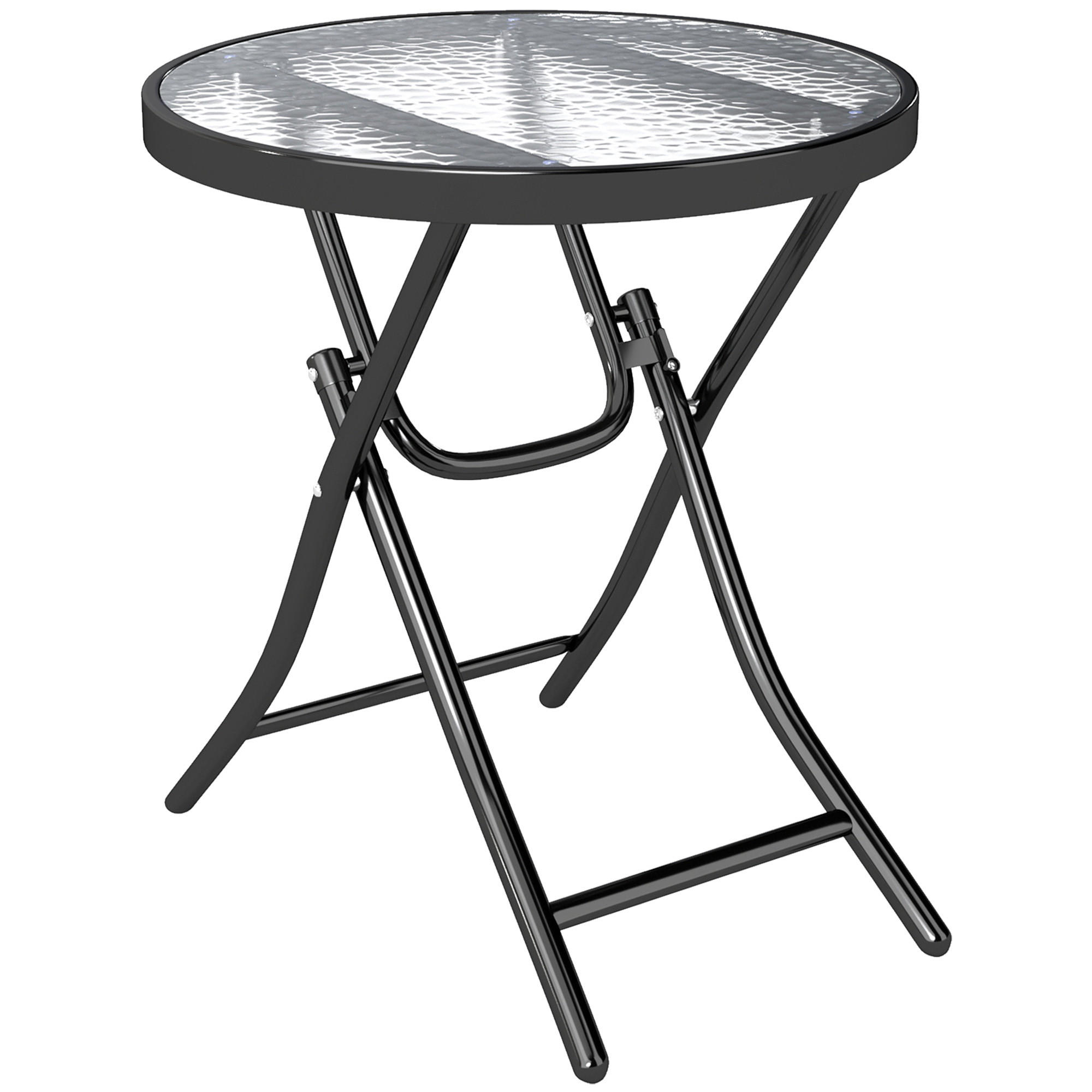 GARTENTISCH, Schwarz, Metall, Glass - Schwarz, Glas/Metall (45/45/50cm) - Outsunny