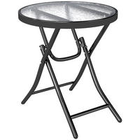 GARTENTISCH, Schwarz, Metall, Glass - Schwarz, Glas/Metall (45/45/50cm) - Outsunny