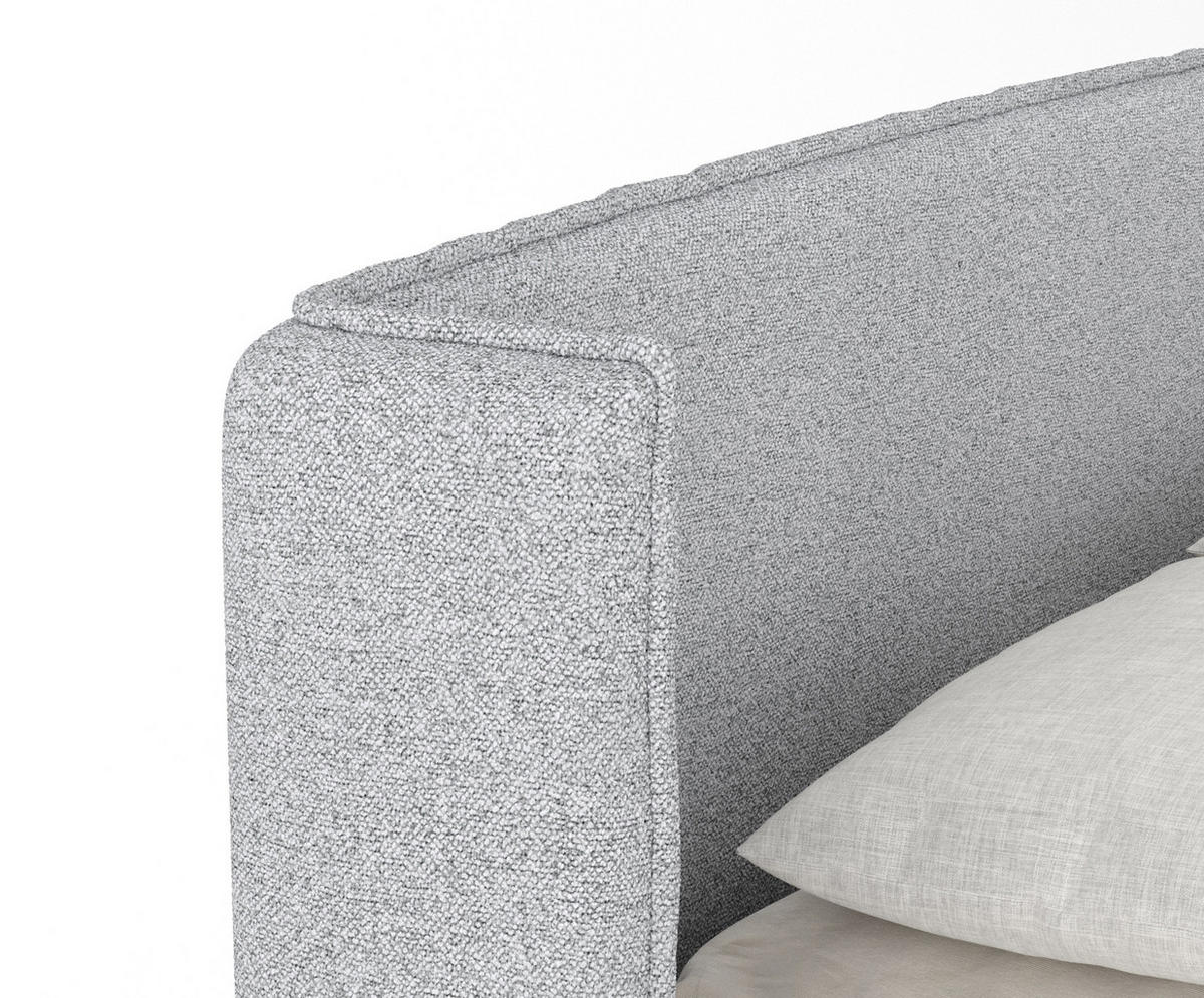 BOXSPRINGBETT Carizzo Hellgrau 140/200 cm mit Matratze und Topper - Hellgrau/Schwarz, Holz/Holzwerkstoff (140/200cm) - Maison de Reve