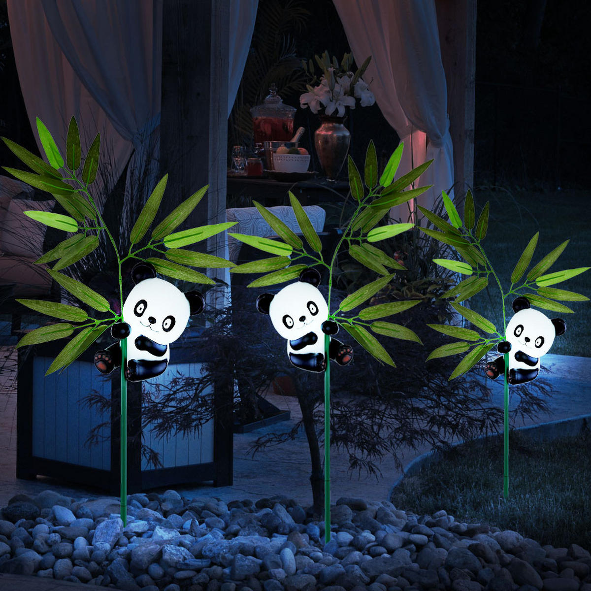 LED AUSSENLEUCHTE Bunt Solar Steckleuchte Pandabär - Multicolor, Metall (29/10.2/70cm) - Globo Lighting
