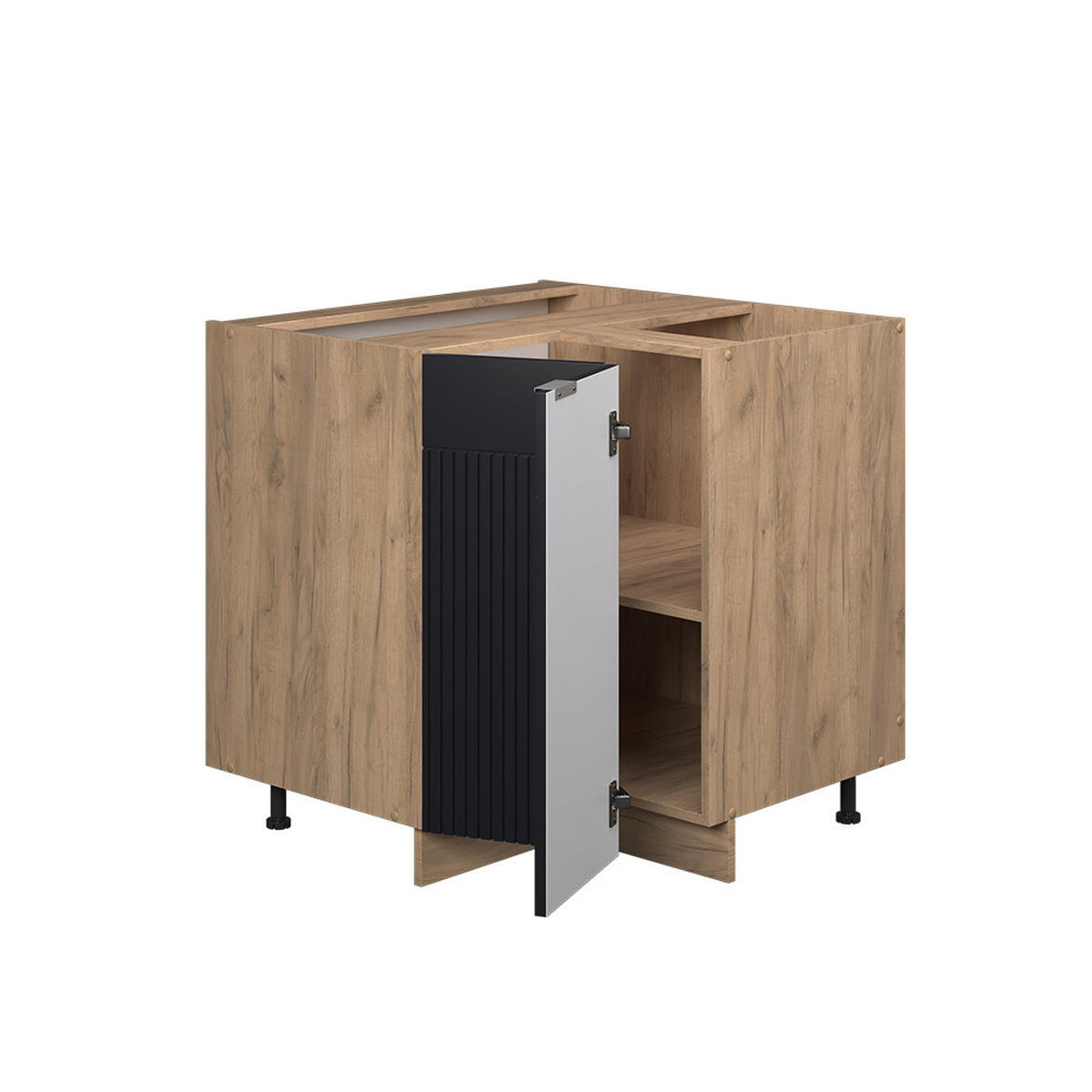 ECKSCHRANK Fame-Line, Schwarz gestreift, 80.5 cm, AP Marmor - Honigeiche/Eiche Wotan, Holzwerkstoff (80.5/82/60cm) - Vicco