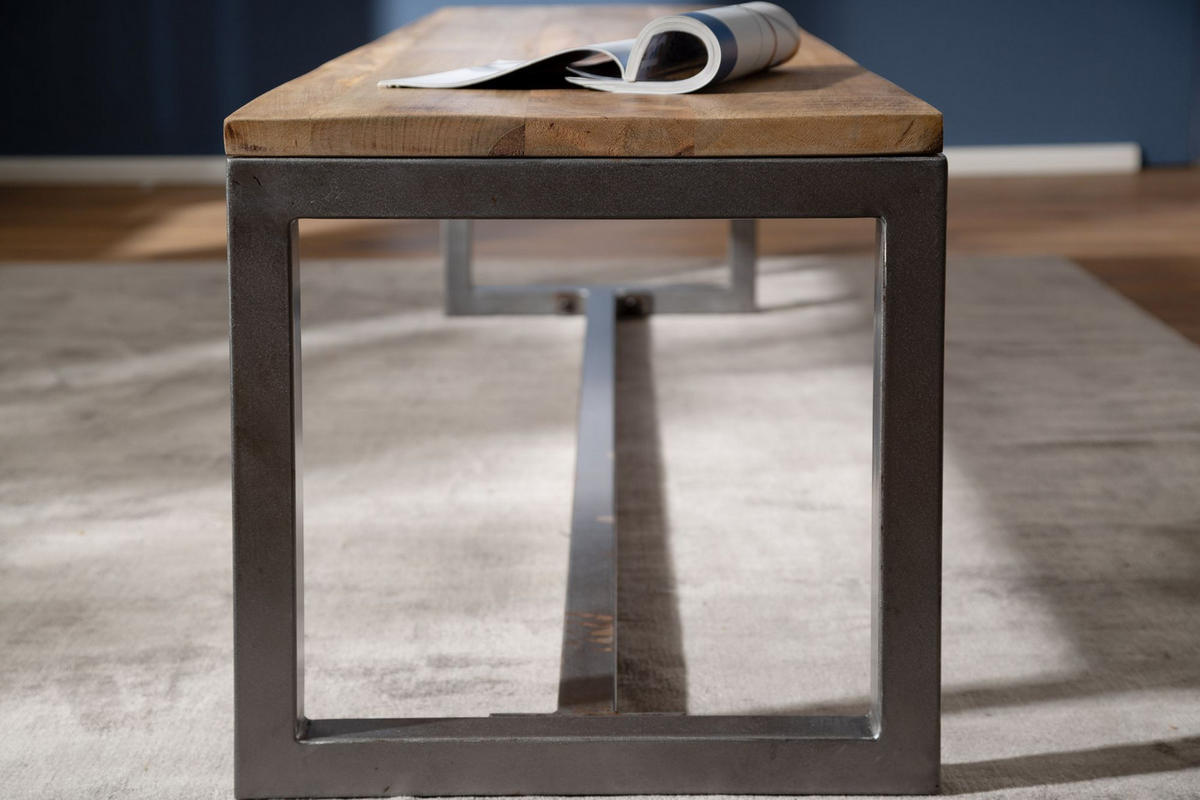 SITZBANK – Mango Massivholz/Metall, Vintage - Anthrazit/Braun, Holz/Metall (120/46/45cm) - KADIMA DESIGN