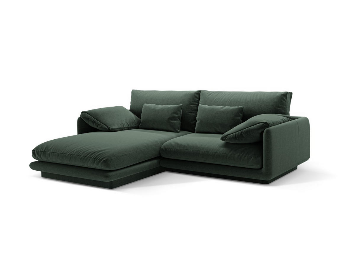 ECKSOFA links Torino aus strukturiertem Stoff moosgrün 3 Sitzplätze - Salbeigrün, Textil (170/220cm) - Micadoni