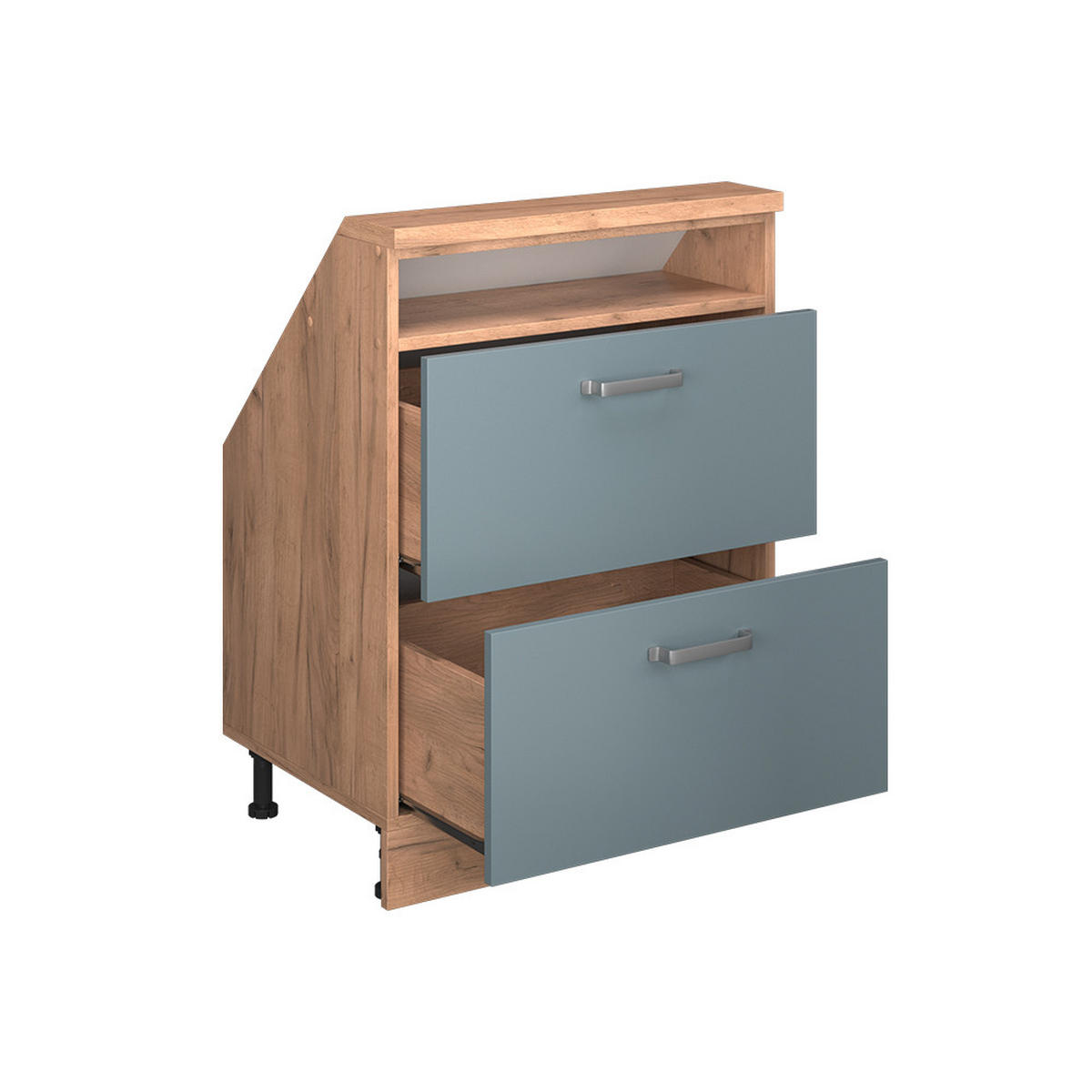 ŠIKMÁ SKŘÍŇ Rion Modrošedý/zlatý dub - medově dubová/šedohnědá, kompozitní dřevo (60/81.6/46cm) - Vicco