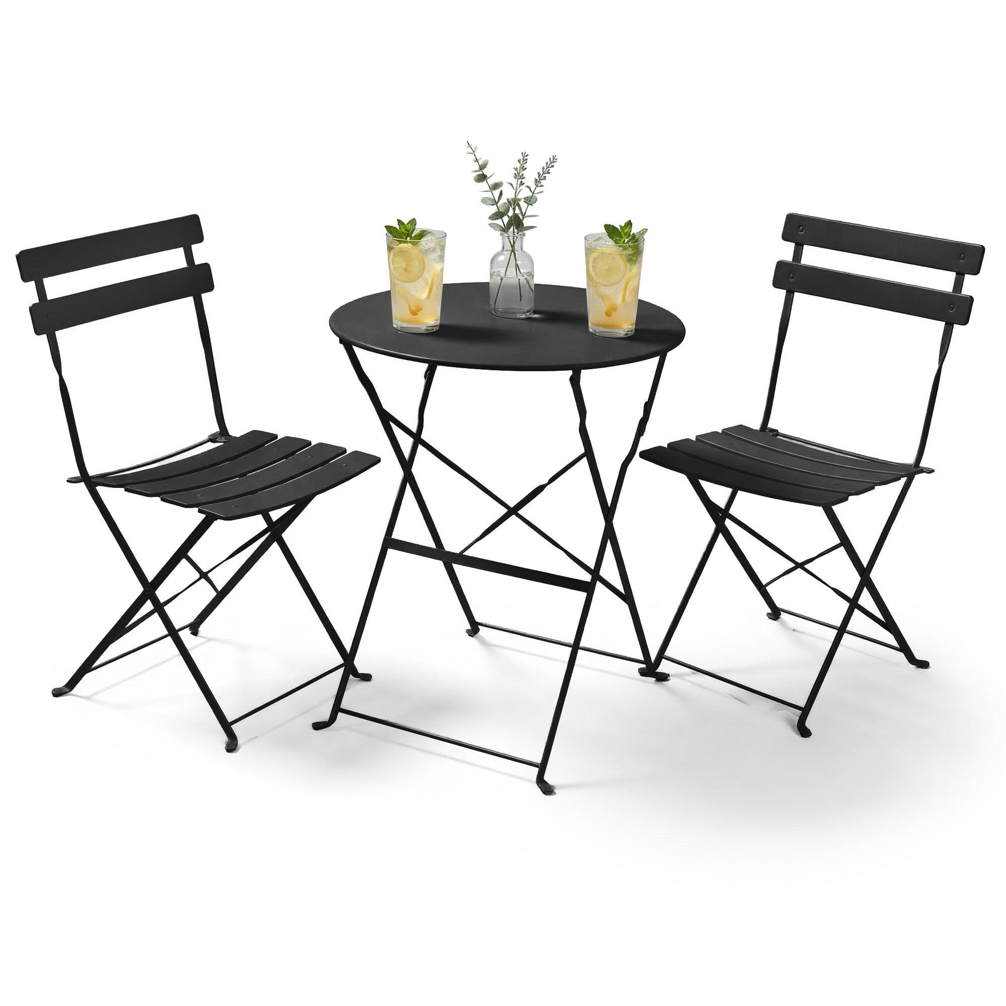 BALKONSET 3-er Set Metall Schwarz - Schwarz, Metall - Akord