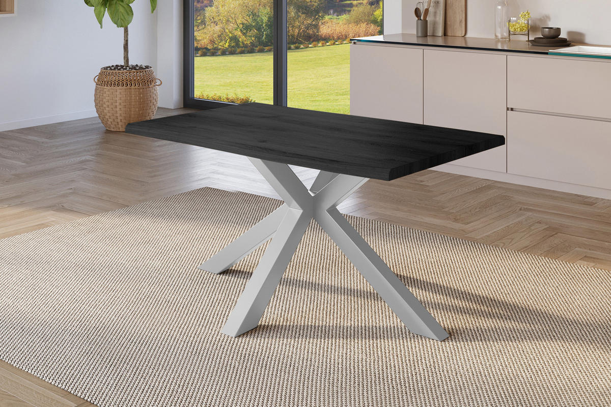 ESSTISCH JULIUS SPIDER - Grau, Holz (80/140/77cm) - SAM