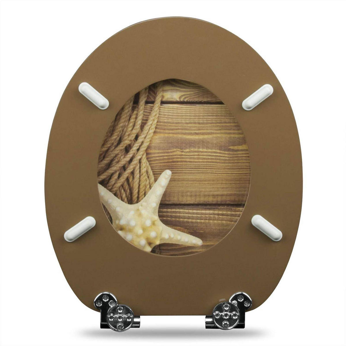 WC SITZ mit Absenkautomatik, MDF Holzkern, Antibakteriell - Braun, Holzwerkstoff (37/2.51/43cm) - Woltu