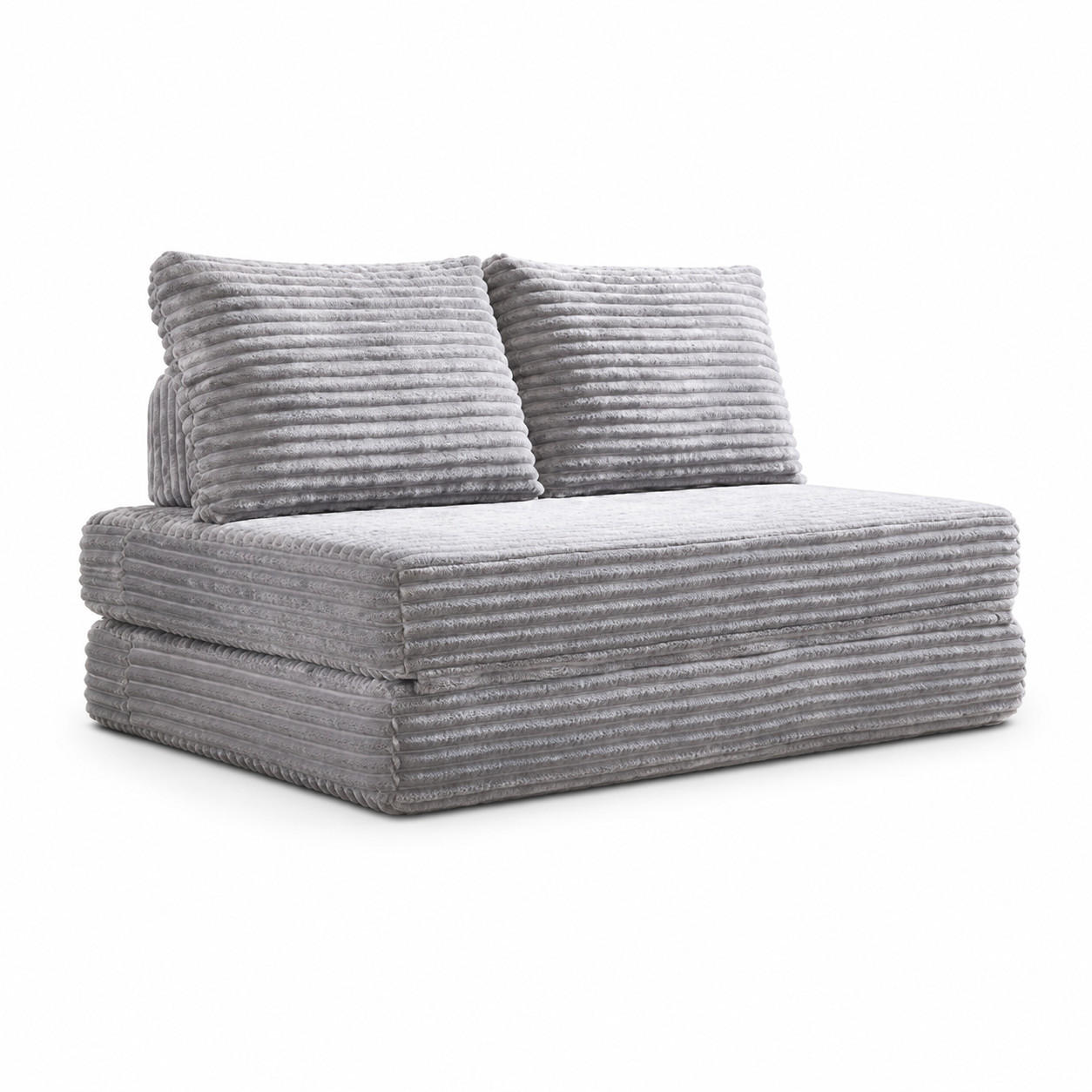 2-SITZER SCHLAFSOFA Stoff Hellgrau mit abnehmbaren Rückenlehnen - Hellgrau, Textil (140/85/100cm) - WISHDOR