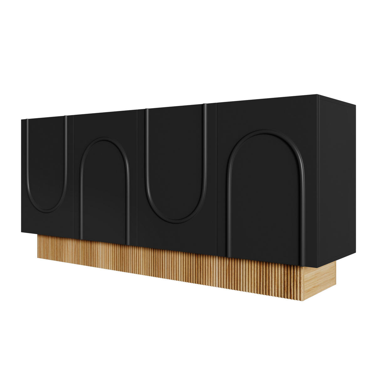 SIDEBOARD Schwarz-Holzfarbe 160/38/75 cm - Schwarz, Holzwerkstoff (160/75/38cm) - PANGIVO