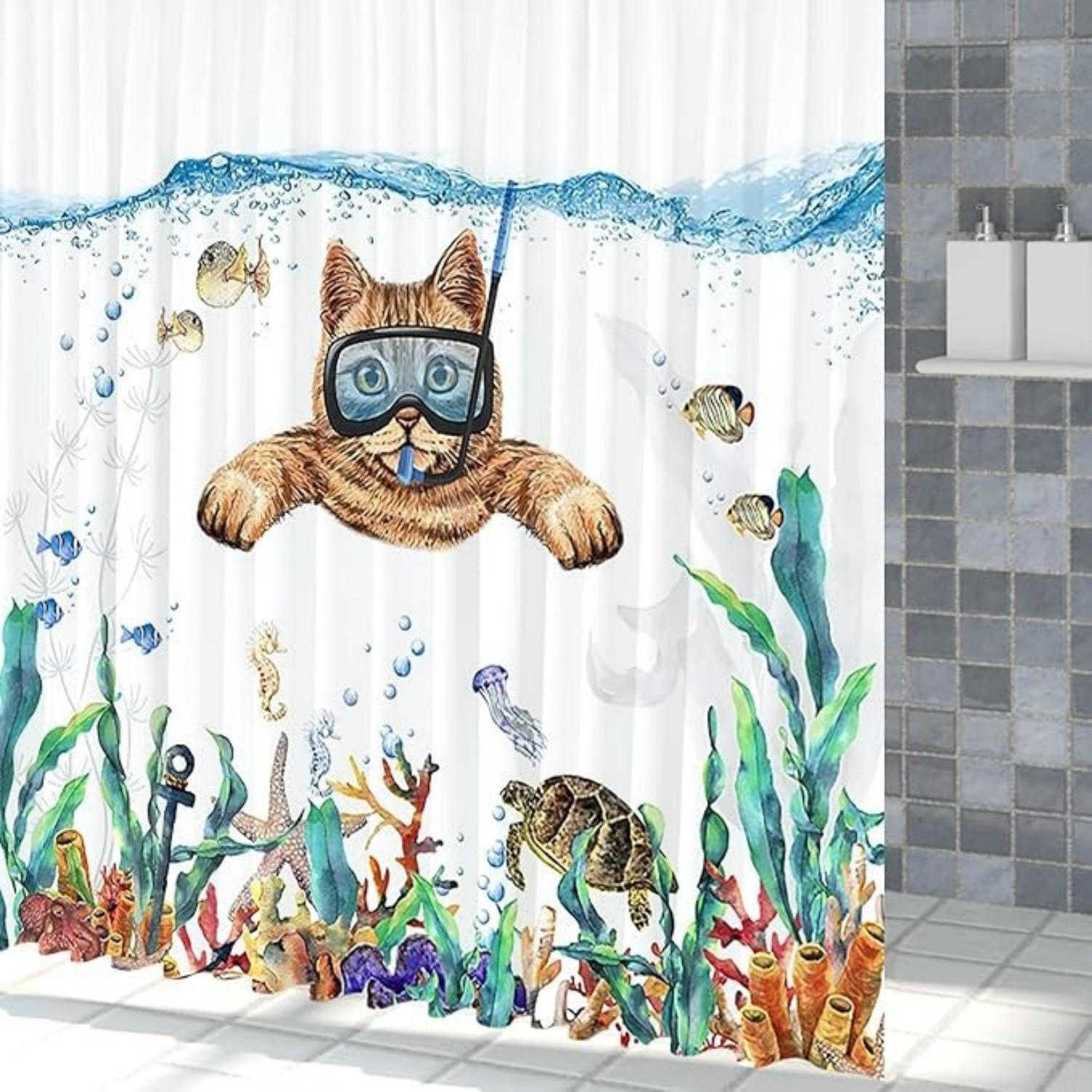 Mcboson Duschvorhang Blau 180x180 cm