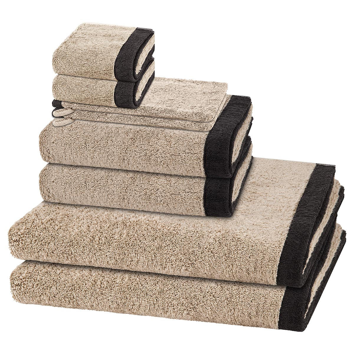 FROTTIERSET Lifestyle Splash 8-teilig - Beige, Textil (50/100cm) - Cawö