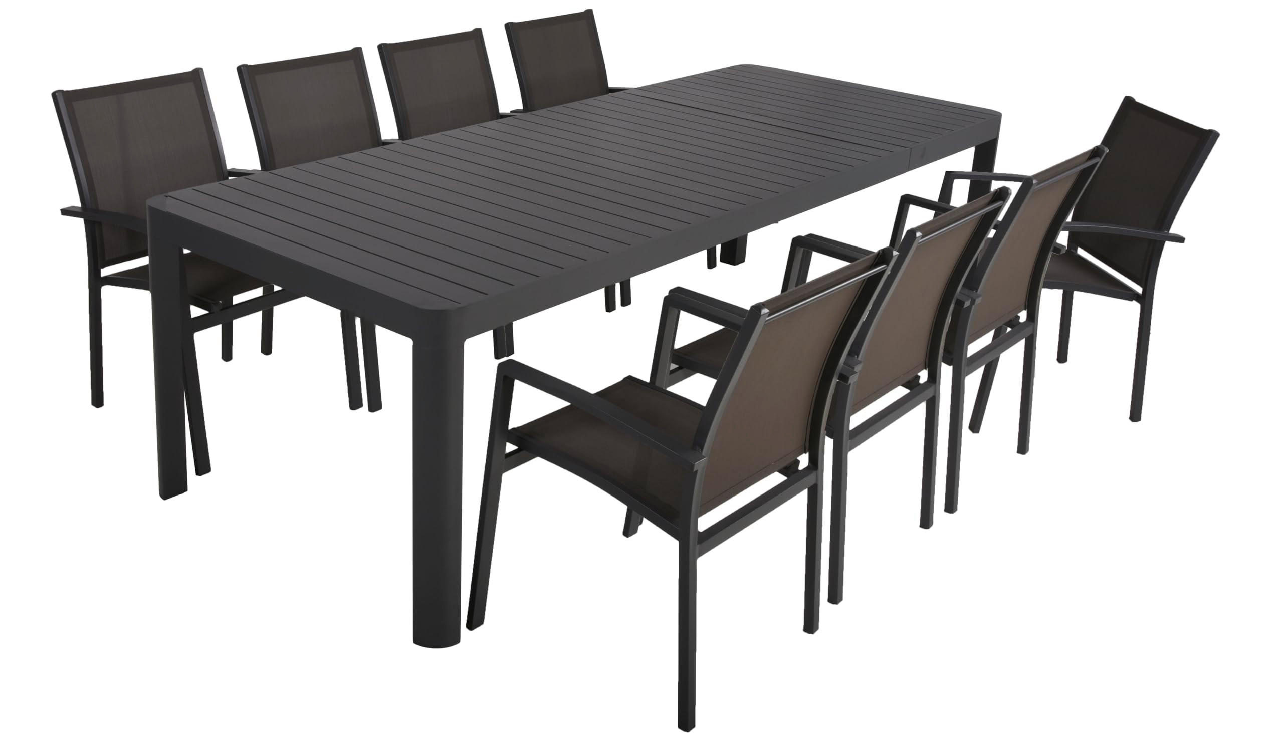 GARTEN-SITZGRUPPE Elina 9-teilig Gartenmöbel-Set - Dunkelgrau, Kunststoff - DELUKE