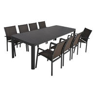 GARTEN-SITZGRUPPE Elina 9-teilig Gartenmöbel-Set - Dunkelgrau, Kunststoff - DELUKE