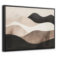 LEINWAND Bilder mit Rahmen - Abstrakt - Landschaft - Wellen - Cremefarben - 40x30 - Cappuccino, Textil (40/30cm) - MuchoWow
