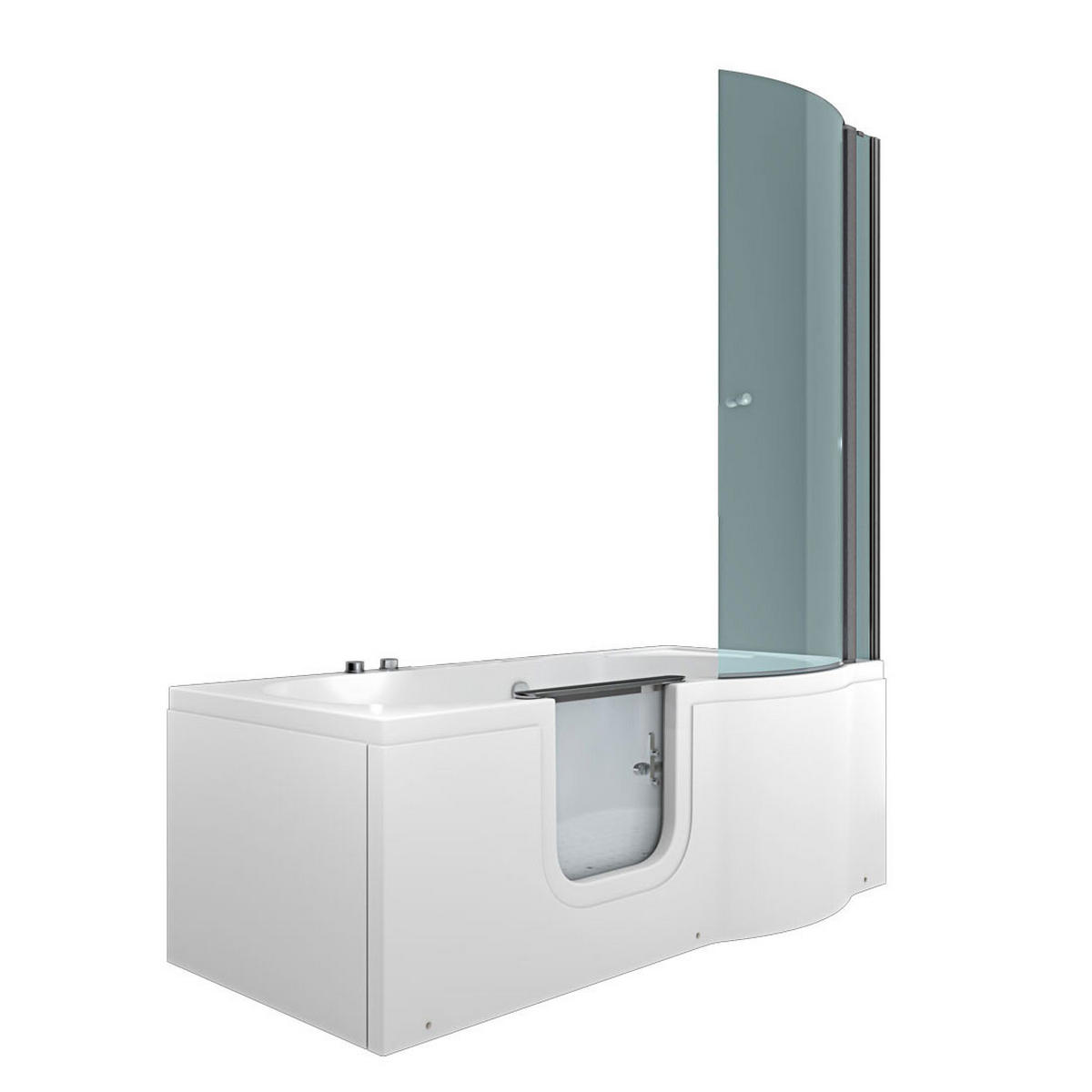 SENIORENDUSCHE Whirlpool mit Tür S12D-AIR-L - Weiß, Glas/Kunststoff (85/200/170cm) - AcquaVapore by Sandra Jentho