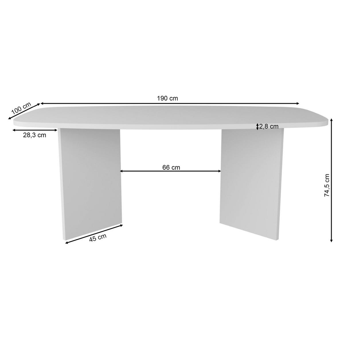 ESSTISCH PIANO Holzoptik Esche Schwarzgrau 190x100 cm - Schwarz, Holzwerkstoff (100/190/74.5cm) - Selsey