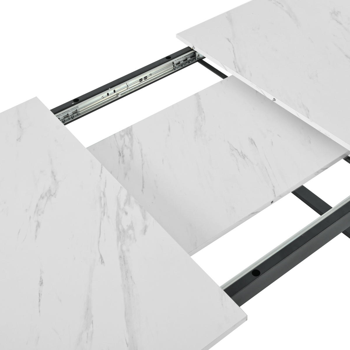 ESSTISCH mit MDF-Tischplatte in Marmoroptik und stabilem Metallgestell, belastbar bis 60 kg, weiß - Weiß, Holzwerkstoff (180/80/75cm) - Luhomfu